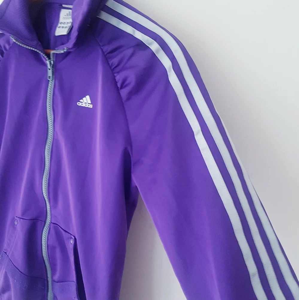 ADIDAS Purple Ruffled Raglan Shoulder Zip-Up Track Jacket - Picture 5 of 13